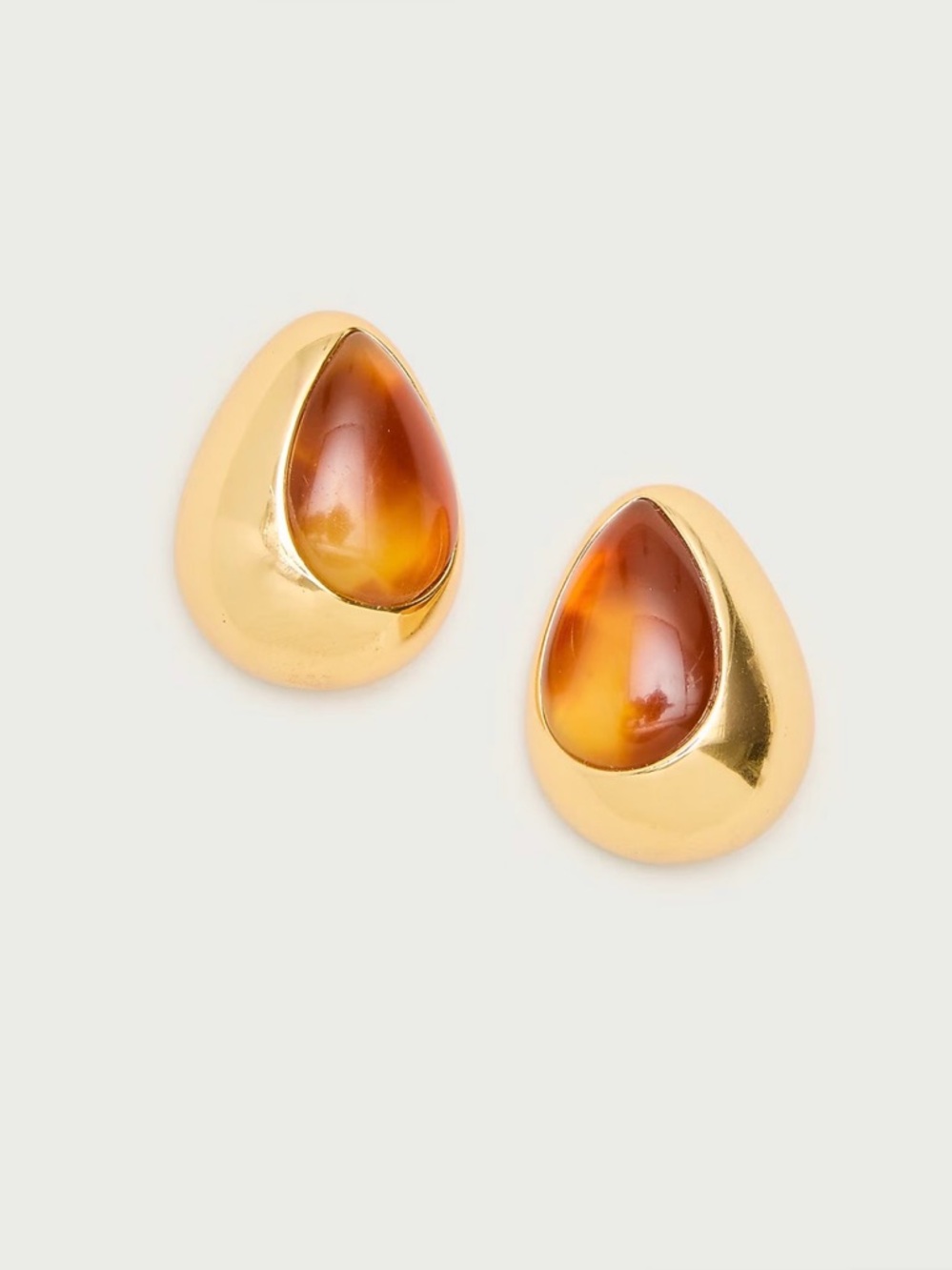 J. Crew Gold-Tone Earrings with Amber Teardrop Cabochons